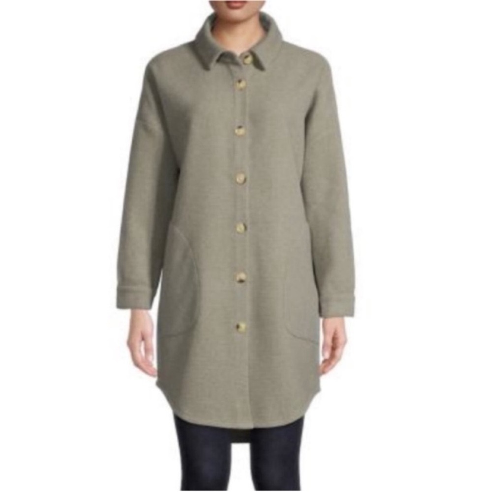 Design Lab Textured Front Button Shacket in Sage Size small